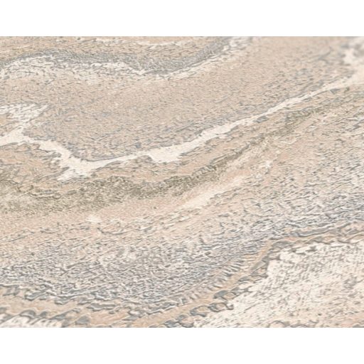 Modern rétegződött lerakódású márvány mintázat fémes elemekkel krém bézs és fémes arany ezüst tónus tapéta