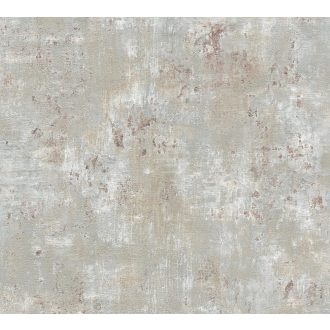   Koptatott antik beton mintázat fémes elemekkel szürke bézs és fémes vörösréz tónus tapéta