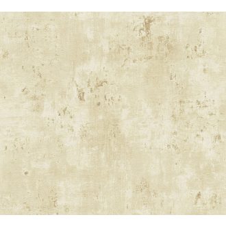   Koptatott antik beton mintázat fémes elemekkel krém bézs sárga/sárgásbézs és fémes arany tónus tapéta