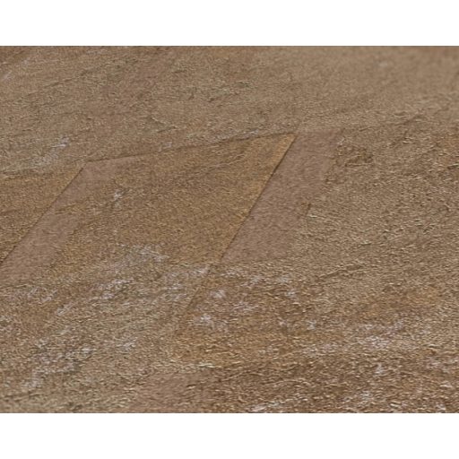 Fémes elemekkel díszített modern csempehatású 3D beton mintázat barna aranybarna és arany tónus tapéta