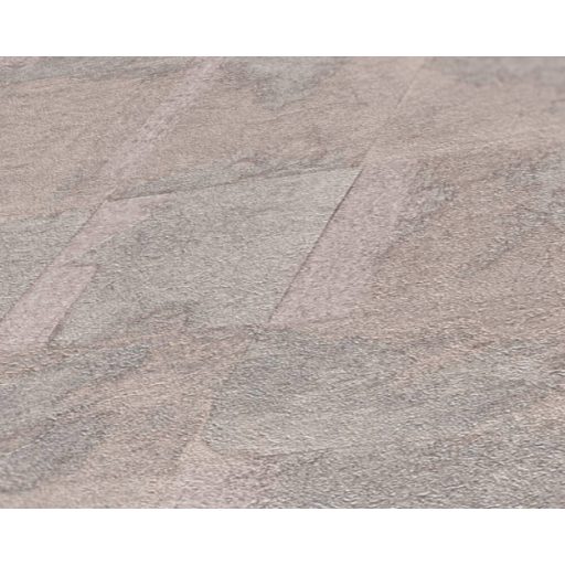 Fémes elemekkel díszített modern csempehatású 3D beton mintázat szürke szürkésbézs rózsaszín és ezüst tónus tapéta