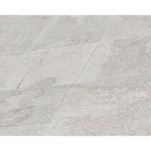 Fémes elemekkel díszített modern csempehatású 3D beton mintázat krémszürke szürke és ezüst tónus tapéta