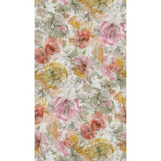   Vidám színes és grafikus virág/szirom panoráma fehér sárga rózsaszín és sokszínű tónus falpanel