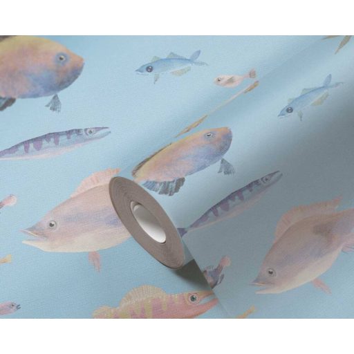 Eldorádó mert ez a Haldorádó! Sokféle és sokszínű hal megjelenítés akvarell - kék rózsaszín és sokszínű tónus tapéta