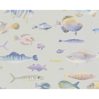   Eldorádó mert ez a Haldorádó! Sokféle és sokszínű hal megjelenítés bézs/szürkésbézs kék lila és sokszínű tónus tapéta