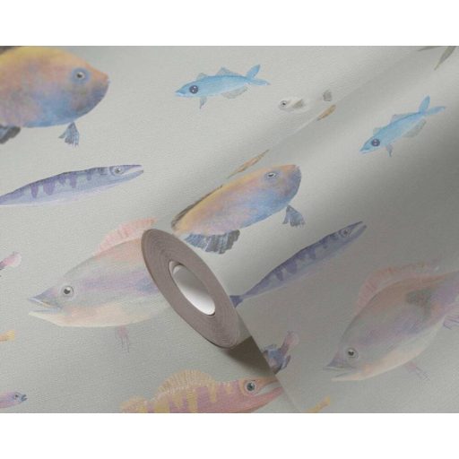 Eldorádó mert ez a Haldorádó! Sokféle és sokszínű hal megjelenítés bézs/szürkésbézs kék lila és sokszínű tónus tapéta