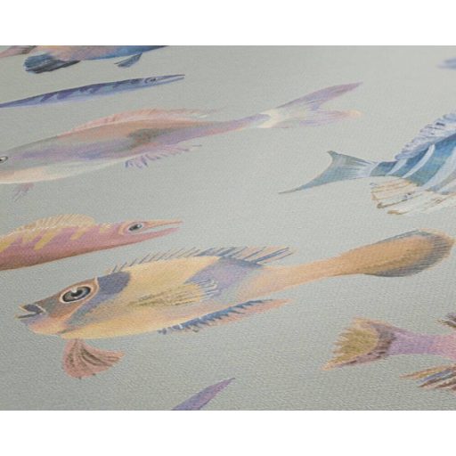 Eldorádó mert ez a Haldorádó! Sokféle és sokszínű hal megjelenítés bézs/szürkésbézs kék lila és sokszínű tónus tapéta