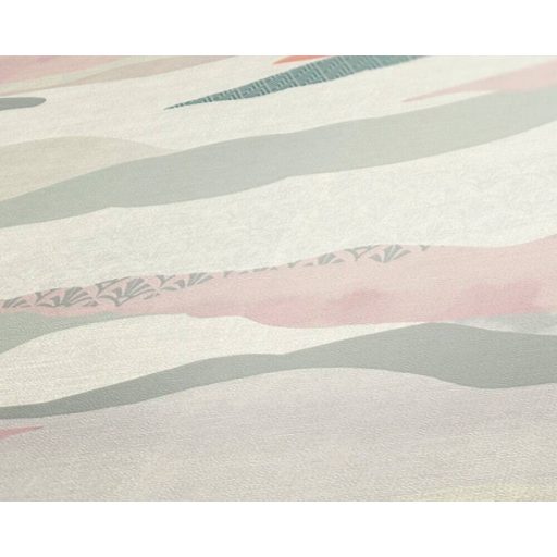 Izgalmas jelenlét! Absztrakt grafikus motívum felhőkkel és retro jegyekkel fehér zöld lazac és sokszínű tónus tapéta