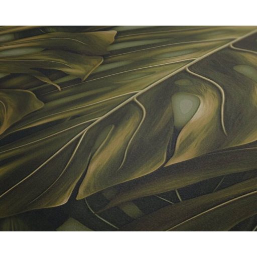 Hatása óriási mint a minta léptéke - Foltos könnyezőpálma dekorminta zöld sárgászöld és sötétzöld tónus tapéta