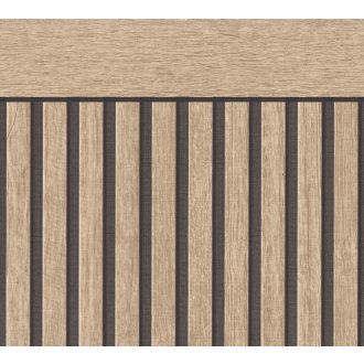   Skandináv stílusú háromdimenziós hatású fa falpanel/lábazati tapéta bézs barna és fekete tónus