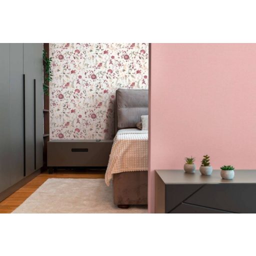 Vadvirágok impulzív és változatos kompozíciója törtfehér zöld rózsaszín mályva és lila tónus tapéta