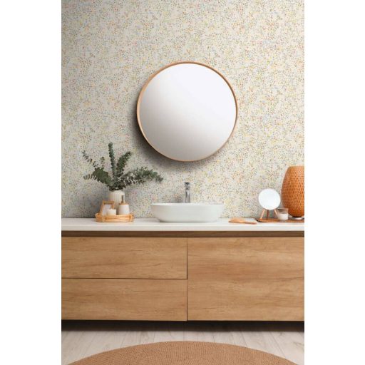 A romantika és a finom dolgok szerelmeseinek! Szines virágok és levelek kompozíciója krém sárga fémes réz és sokszínű tónus tapéta