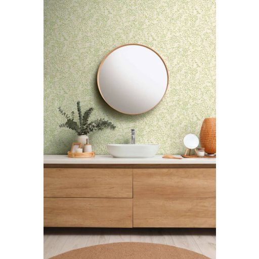 A romantika és a finom dolgok szerelmeseinek! Szines virágok és levelek kompozíciója krém zöld és sárgászöld tónus fémes hatás tapéta