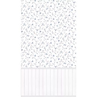   A romantika aranykora! Természetes fa falpanelből kiinduló kis virágok finom indákon krém szürke fehér kék és lila tónus falpanel