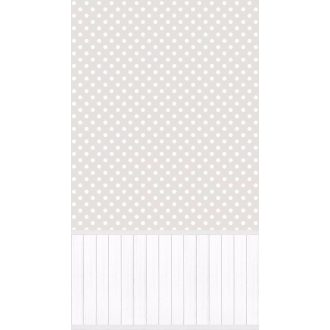   Gyerekszobai kompozíció - modern fahatású lábazat fölül pöttyös minta szürke és fehér fehér tónus falpanel