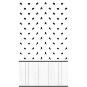   Csillagok csillagok ragyogjatok! Fahatású lábazattal kombinált csillagok fali játéka fehér szürke sötétszürke és fekete tónus falpanel