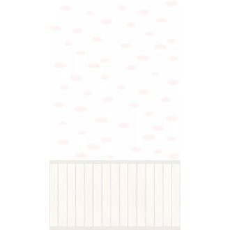   Remek kilátások! Bárányfelhőkben úszó égbolt fahatású lábazati alátámasztással krém fehér és psztell rózsaszín tónus falpanel
