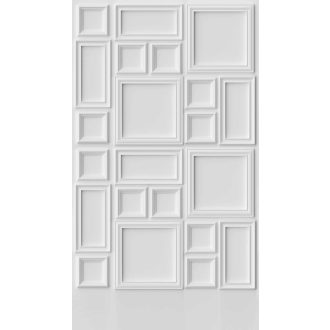   Modern és változatos nagyléptékű kazettás faldíszítés fehér és szürkésfehér tónus falpanel