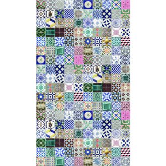   Hihetetlenül színes és változatos csempemozaik kompozíció fehér kék zöld barna és sokszínű tónus falpanel