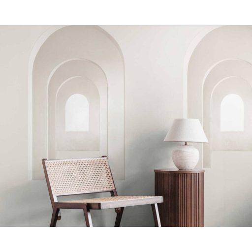 Boltíveken át a fény felé! Stilizált minimalista építészeti dekor fehér krém és krémszürke tónus falpanel