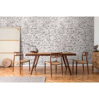   Itt aztán van térerő avagy játék négyzetekkel térbeli geometrikus beton dekor fehér és szürke tónus falpanel