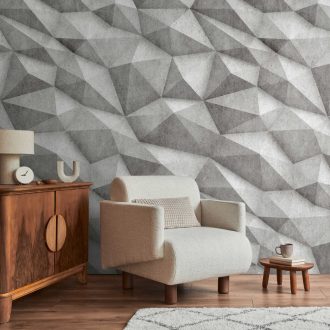   Dinamikus és plasztikus ultra 3D geometrikus minta szürkésfehér és szürke tónus falpanel