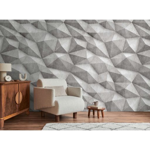 Dinamikus és plasztikus ultra 3D geometrikus minta szürkésfehér és szürke tónus falpanel