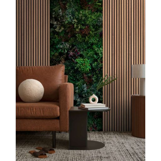 Háromdimenziós buja trópusi vegetáció trendi fa dekorpanelek között barna fekete zöld és lila/mályva tónus falpanel