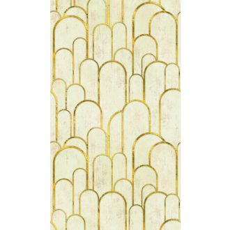   Arannyal kihúzott egymásra épülő íves formák játéka krém krémsárga és arany/aranysárga tónus falpanel