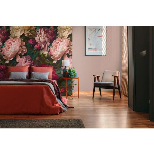 Már csak az illata hiányzik! Csodálatos virágszirmok és nyiladozó bimbók rózsaszín sárga égő piros és sokszínű tónus falpanel