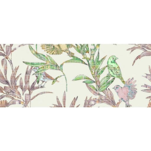 Hihetetlen madárpopuláció autentikus trópusi környezetben krémfehér zöld rózsaszín és sokszínű tónus falpanel