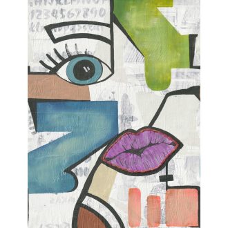   Az "izmusok" legismertebbje! Kubista falikép a modern művészet oltárán fehér fekete kék és sokszínű tónus falpanel