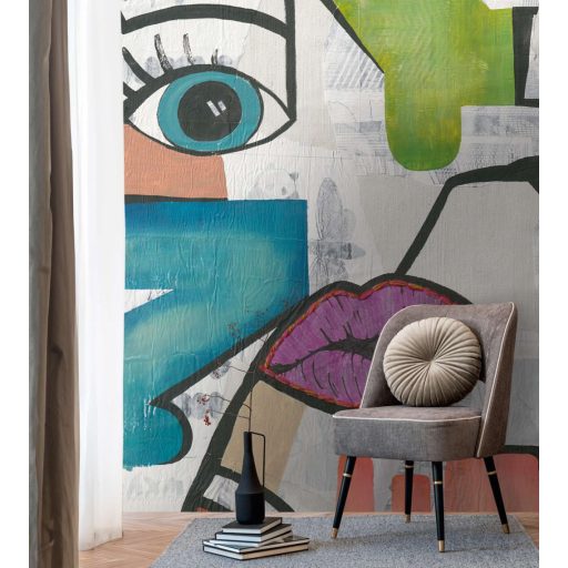 Az "izmusok" legismertebbje! Kubista falikép a modern művészet oltárán fehér fekete kék és sokszínű tónus falpanel