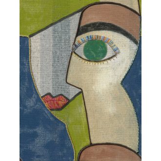   Ikonikus "portré" az izmusok világából jutavászon háttéren bézs szürke piros és sokszínű tónus falpanel