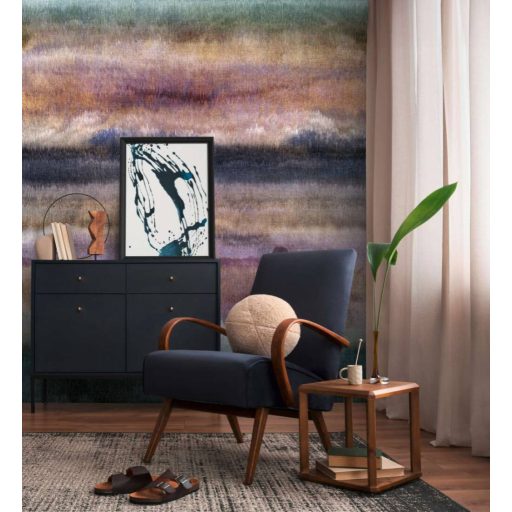 Színes színátmenetes vízszíntesen csíkos akvarell dekor kék lila és sokszínű tónus falpanel