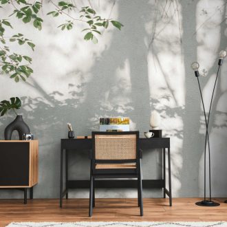   A fák felnagyított makro sziluettje behajló levélzettel panoráma fehér szürke és zöld tónus falpanel