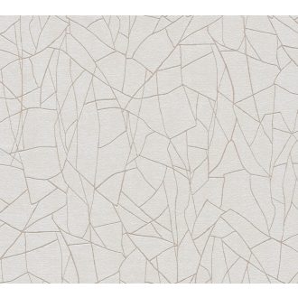   Töredezett mozaikra emlékeztető strukturált grafikus minta szürke/világosszürke és gyöngyház fényes mintarajzolat tapéta
