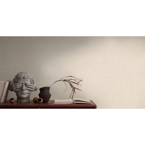 Töredezett mozaikra emlékeztető strukturált grafikus minta bézs és gyöngyház fényes mintarajzolat tapéta