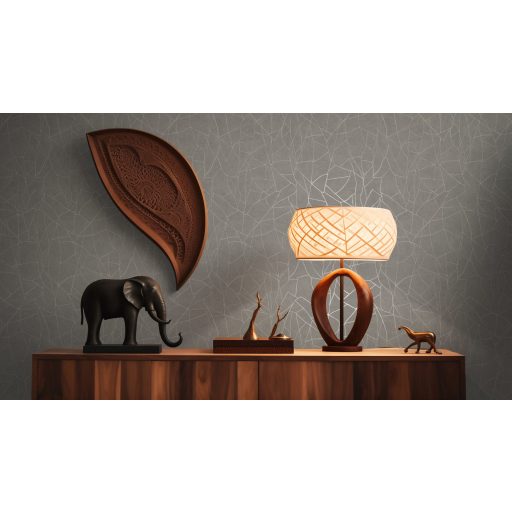 Töredezett mozaikra emlékeztető strukturált grafikus minta szürke és ezüst fényes mintarajzolat tapéta