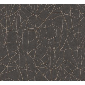   Töredezett mozaikra emlékeztető strukturált grafikus minta antracit és arany fényes mintarajzolat tapéta