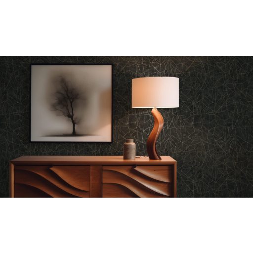 Töredezett mozaikra emlékeztető strukturált grafikus minta antracit és arany fényes mintarajzolat tapéta