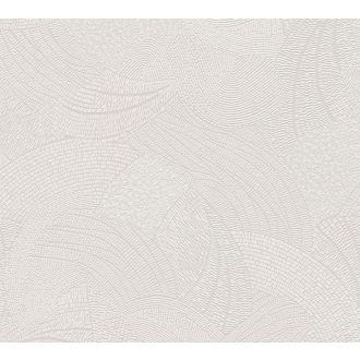   Mozgalmas ívelt formákkal kialakított grafikus minta szürke/világosszürke és törtfehér tónus tapéta