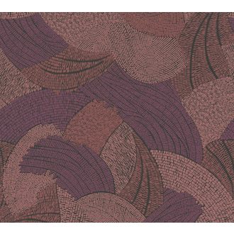   Mozgalmas ívelt formákkal kialakított grafikus minta lila vörösesbarna és fekete tónus tapéta