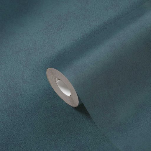 Finoman habosított strukturált egyszínű minta kék/zöldeskék/petrol tónus tapéta