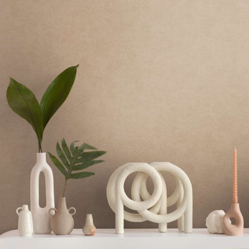 Finoman habosított strukturált egyszínű minta bézs/világosbarna tónus tapéta