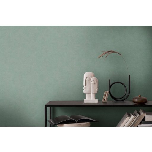 Finoman habosított strukturált egyszínű minta zöld/szürkészöld tónus tapéta