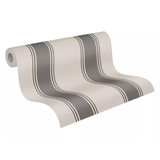 Klasszikus csíkos minta vékonyabb szegélyekkel texturált felülettel krém szürke/szürkésbézs tónus tapéta