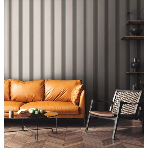 Klasszikus csíkos minta vékonyabb szegélyekkel texturált felülettel krém szürke/szürkésbézs tónus tapéta