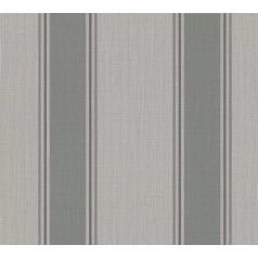   Klasszikus csíkos minta vékonyabb szegélyekkel texturált felülettel zöldesszürke bézs/szürkésbézs és szürke tapéta