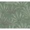 Botanikai rajz hatású egymást átfedő pálmalevelek mintája pasztell zöld halvány zöld és szürkészöld tónus tapéta